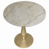 Circular marble-top table with a gold brass pedestal base