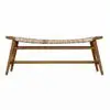 Traditional wooden weaving loom with a rope warp stretched across the loom, set against a white background