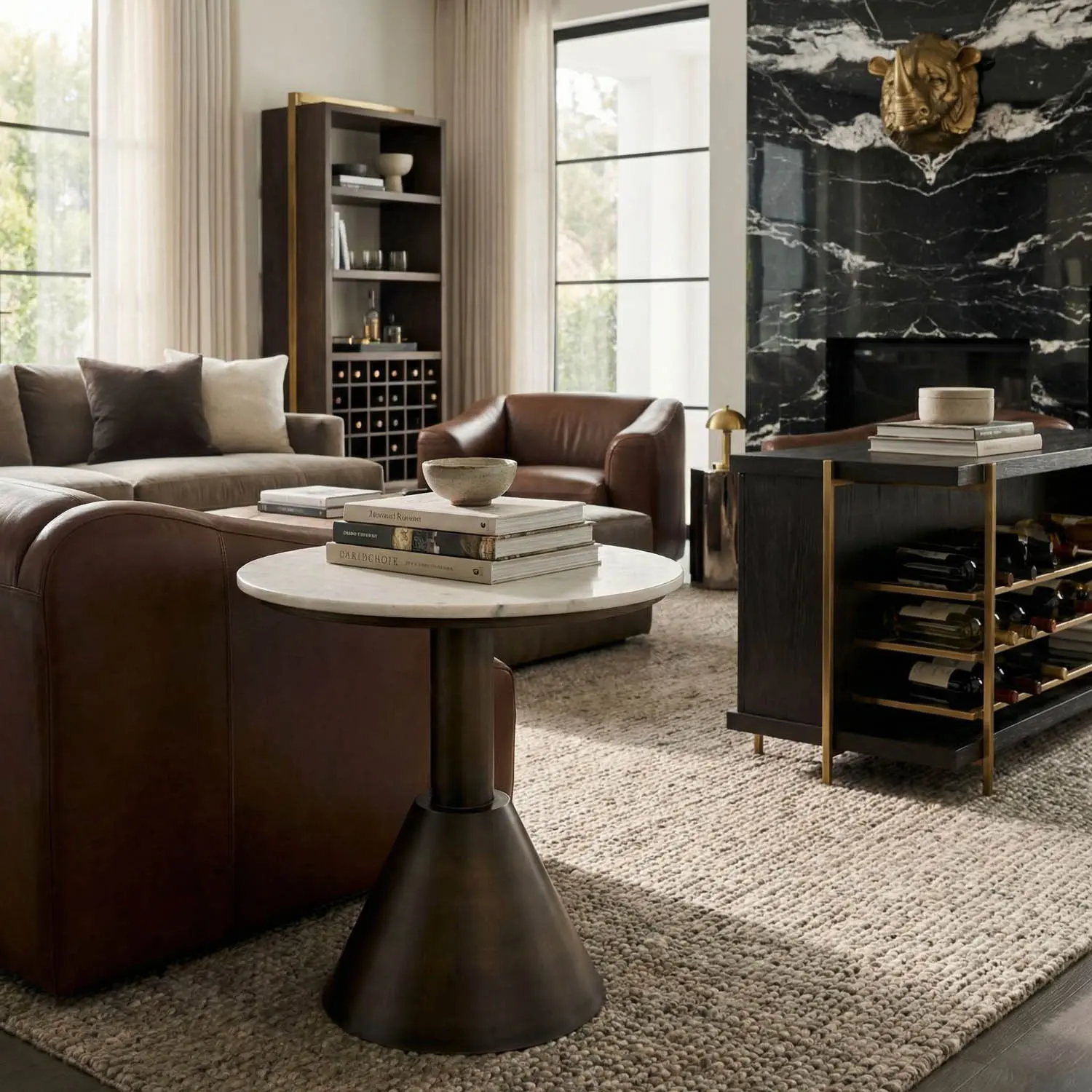 Joseph Side Table, Aged Brass - Noir Trading Inc.